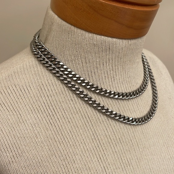 Vintage Silver-tone Extra Long Cuban Link Chain 35.5” - Picture 10 of 15